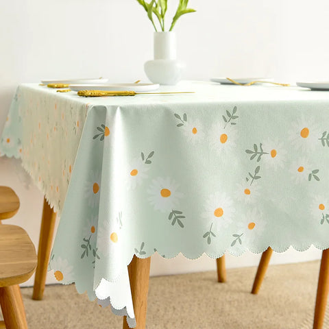 PVC Square Tablecloth Rectangle Waterproof Table Cloth Tabletop Cover Oil Proof Wipeable Table Covers for Kitchen Garden Dining