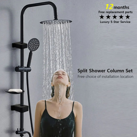 Split Rain Shower Column Set 304 Stainless Steel Shower Head Bathroom Water Connector Showers System Accessories Bathtub Faucet