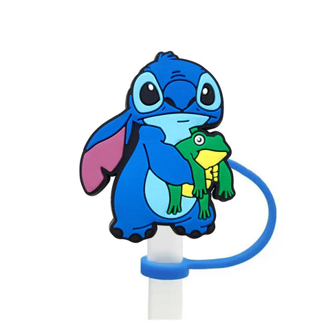 Disney Stitch Cartoon Silicone Straw Covers For Water Glass Bottle Drinking Dust Cap Straw Tip Cover Cup Accessories For 10mm