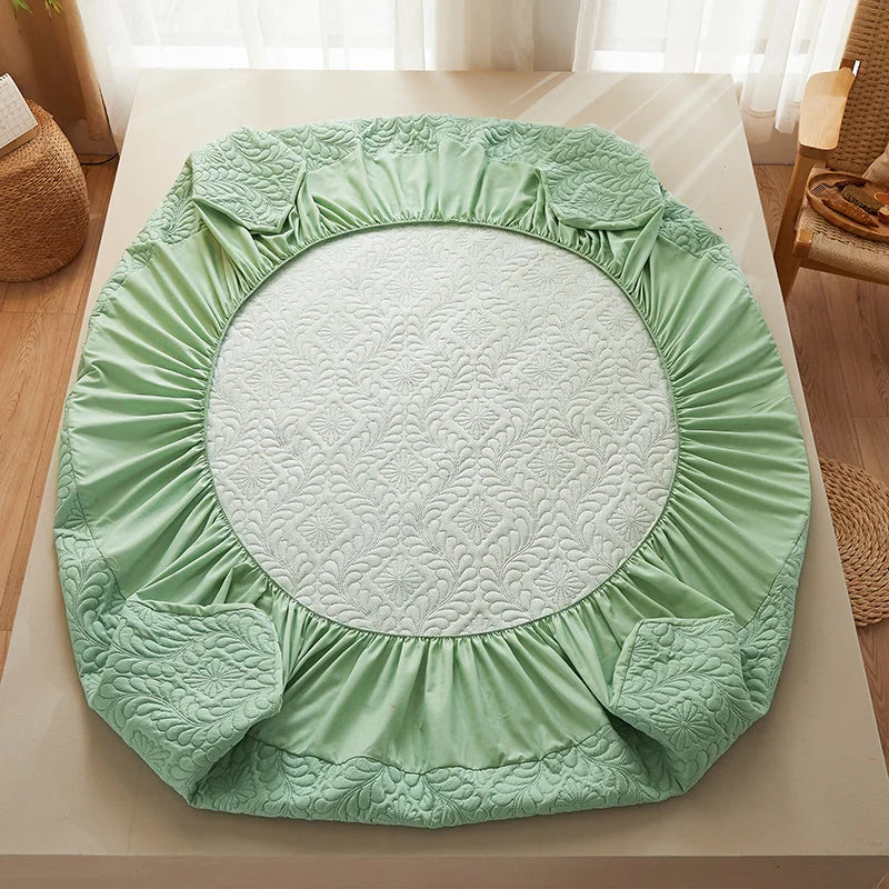 100% Waterproof Quilted Fitted Bed Sheet with Elastic Band Soft Mattress Protector Cover Twin Queen King 160x200cm Home Decor
