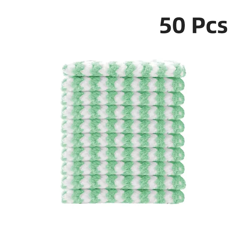 50-Piece Wavy Striped Kitchen Dish Cloths - Soft Highly Absorbent Rags, Tableware, Essential Household Cleaning Supplies