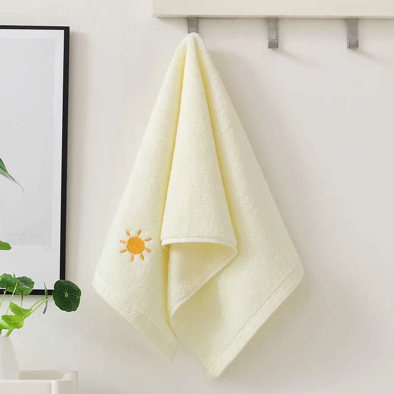 Bathroom cotton towel 74x34cm weather face towel embroidered word cute soft absorbent towel hand towel