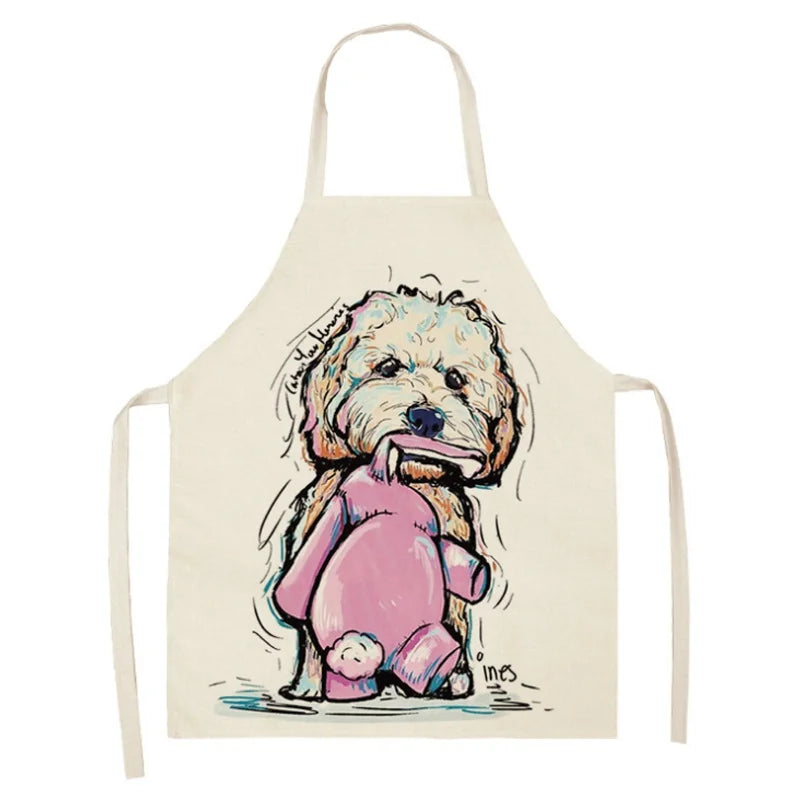 1Pcs Men Women Dog Printed Sleeveless Kitchen Hogar Pinafore Home Cleaning Tools 2 Size 68x55cm/47x38cm Aprons Tablier Cuisine