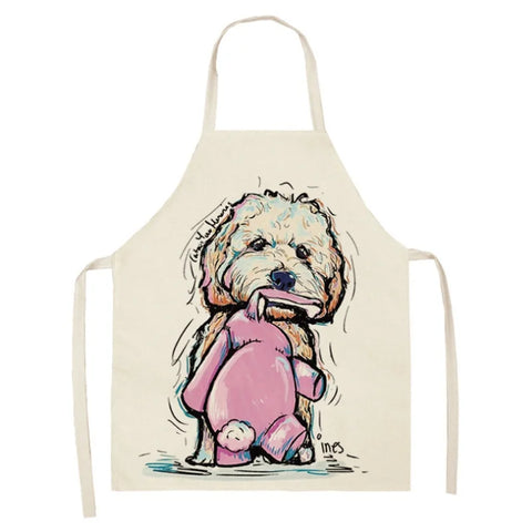 1Pcs Men Women Dog Printed Sleeveless Kitchen Hogar Pinafore Home Cleaning Tools 2 Size 68x55cm/47x38cm Aprons Tablier Cuisine
