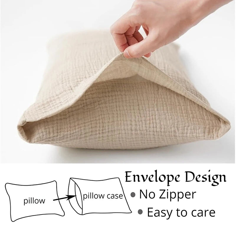 Muslin Toddler Pillowcase 100% Cotton Toddler Pillow Case Cover Soft Breathable Travel Baby Pillow Covers Envelope Closure 2PCS