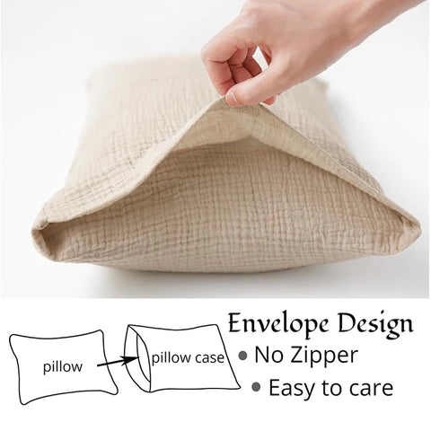 Muslin Toddler Pillowcase 100% Cotton Toddler Pillow Case Cover Soft Breathable Travel Baby Pillow Covers Envelope Closure 2PCS