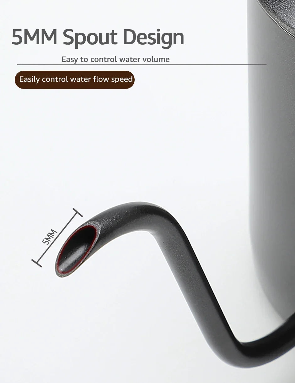 Gooseneck Drip Kettle Coffee Tea Pot 350/600ML Stainless Steel Drip Kettle Swan Neck Thin Mouth Non-stick Coating Food Grade