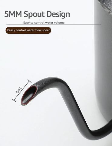 Gooseneck Drip Kettle Coffee Tea Pot 350/600ML Stainless Steel Drip Kettle Swan Neck Thin Mouth Non-stick Coating Food Grade