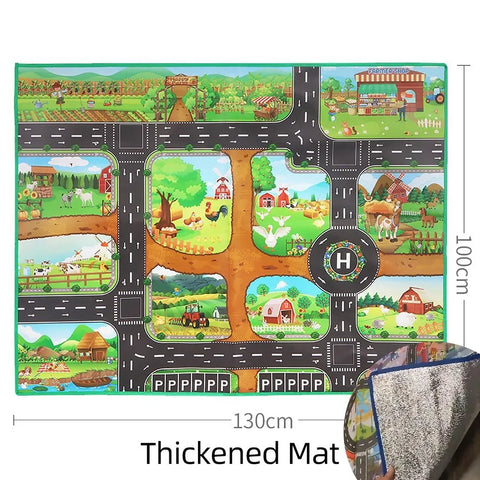 100x130 Kids Playmat Farm Road Portable Map Baby Educational Rugs Toddler Dinosaur Waterproof Play Mat Crawling Non-Toxic Carpet