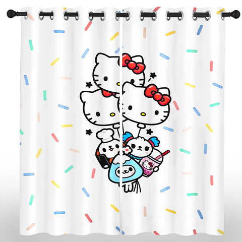 Hello Kitty Sanrio Cartoon Blackout Curtain Polyester  Animated Fashion Printing Suitable for Bedroom Kids Room Decoration