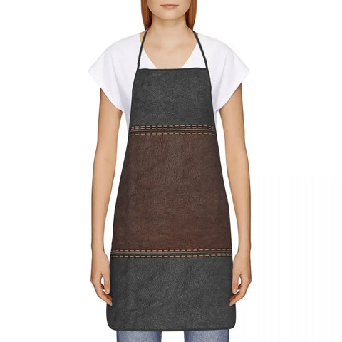 Custom Bib Vintage Black And Brown Stitched Leather Aprons Men Women Adult Chef Kitchen Cooking Medieval Style Tablier Cuisine