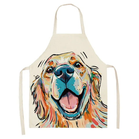 1Pcs Men Women Dog Printed Sleeveless Kitchen Hogar Pinafore Home Cleaning Tools 2 Size 68x55cm/47x38cm Aprons Tablier Cuisine
