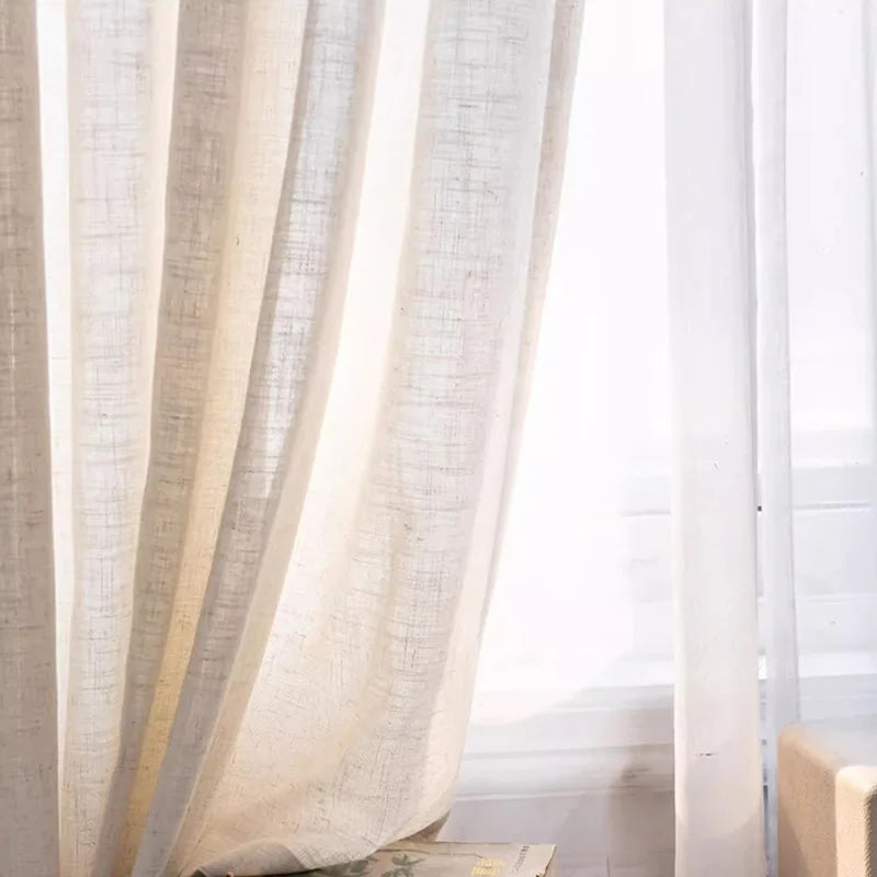 Japanese light beige Sheer Curtains for Living Room Tulle Curtain In The Bedroom Window Japanese Short Kitchen Door Drapes