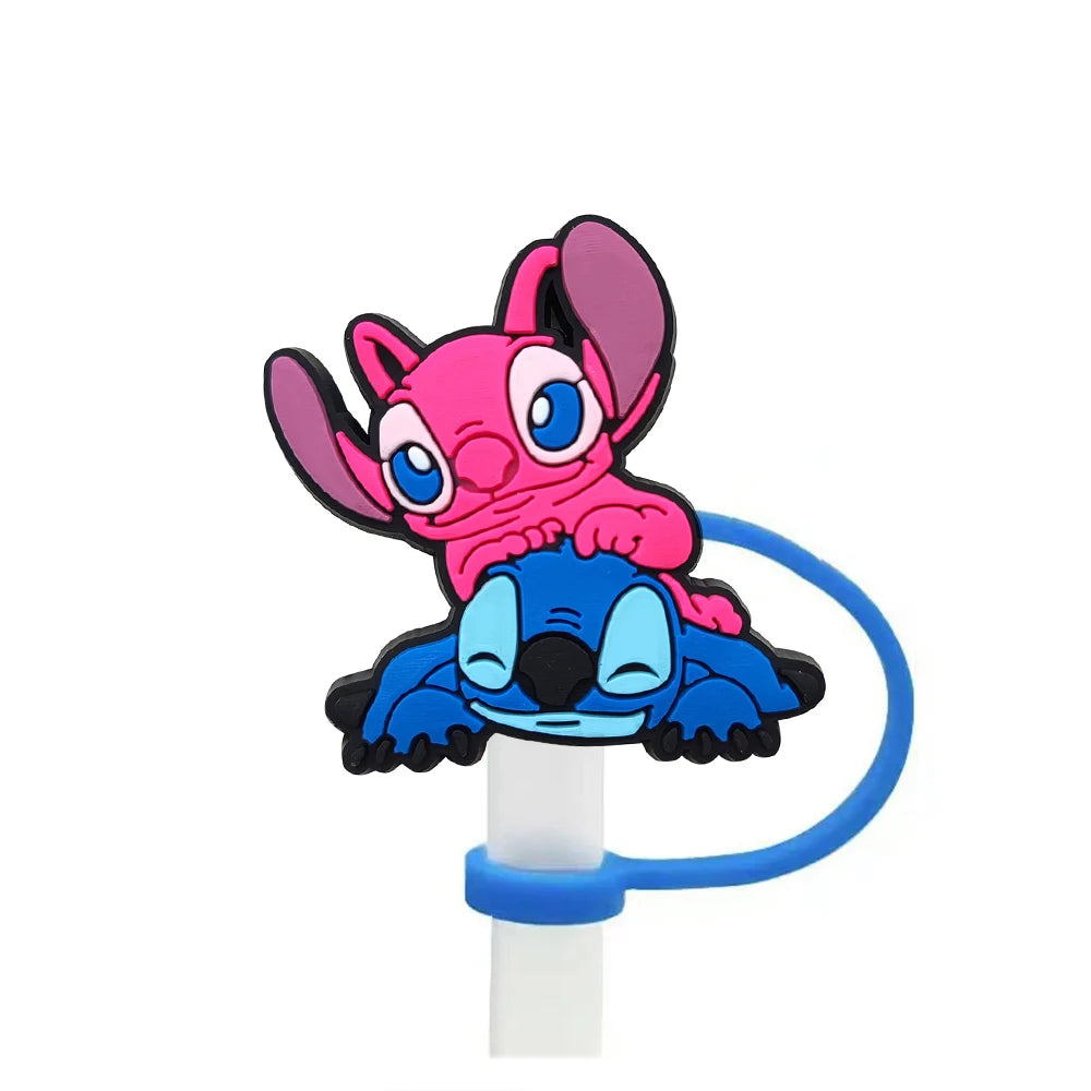 Disney Stitch Cartoon Silicone Straw Covers For Water Glass Bottle Drinking Dust Cap Straw Tip Cover Cup Accessories For 10mm