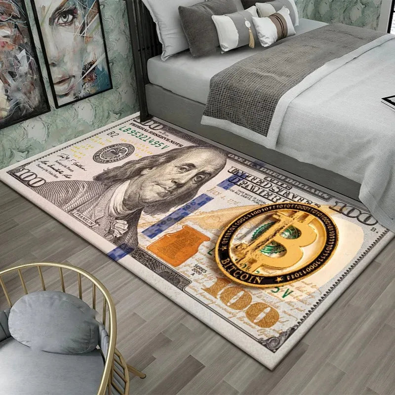 Colorful Creative Dollar Money Print Carpet Mat Rug Large Area Bedroom Entryway Non-Slip Stain Resistant Home Decoration INS
