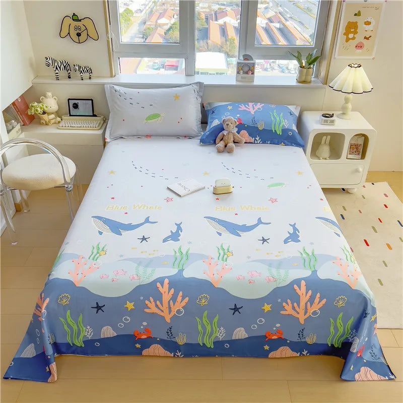 1pc Pure Cotton Bedsheet Floral Style Flat Sheet Single Sheets for Kids Adults Room Bed Linen sabana para cama (No Pillowcase)