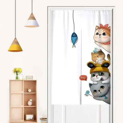 Cute Cartoon Animals Door Curtain Partition Curtains Doorway Bedroom Cafe Decor Half Curtain Kitchen Entrance Hanging Curtains
