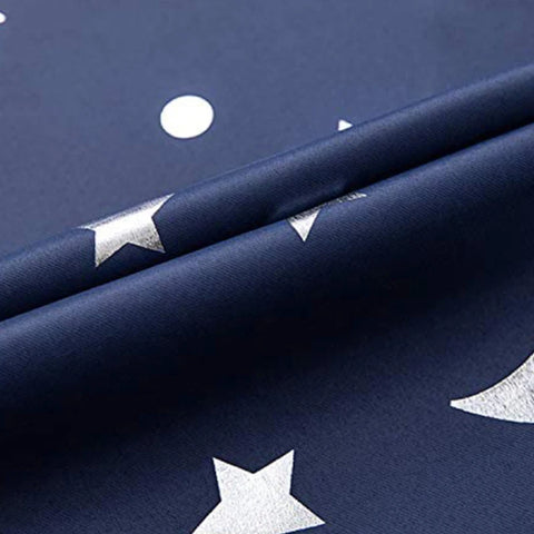 Blackout Curtains For Kids Boys With Stars And Moon Bedroom  Livingroom Window Drapes Navy Blue Gray Pink