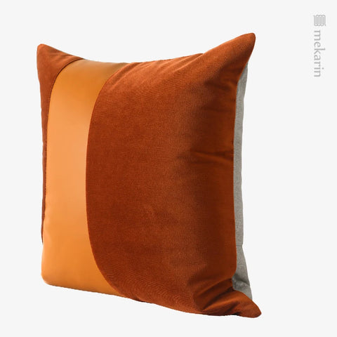 decorative cushion lining for sofa Orange leather flannel stitching cushions pillow villa model room square pillow Pillow hugs