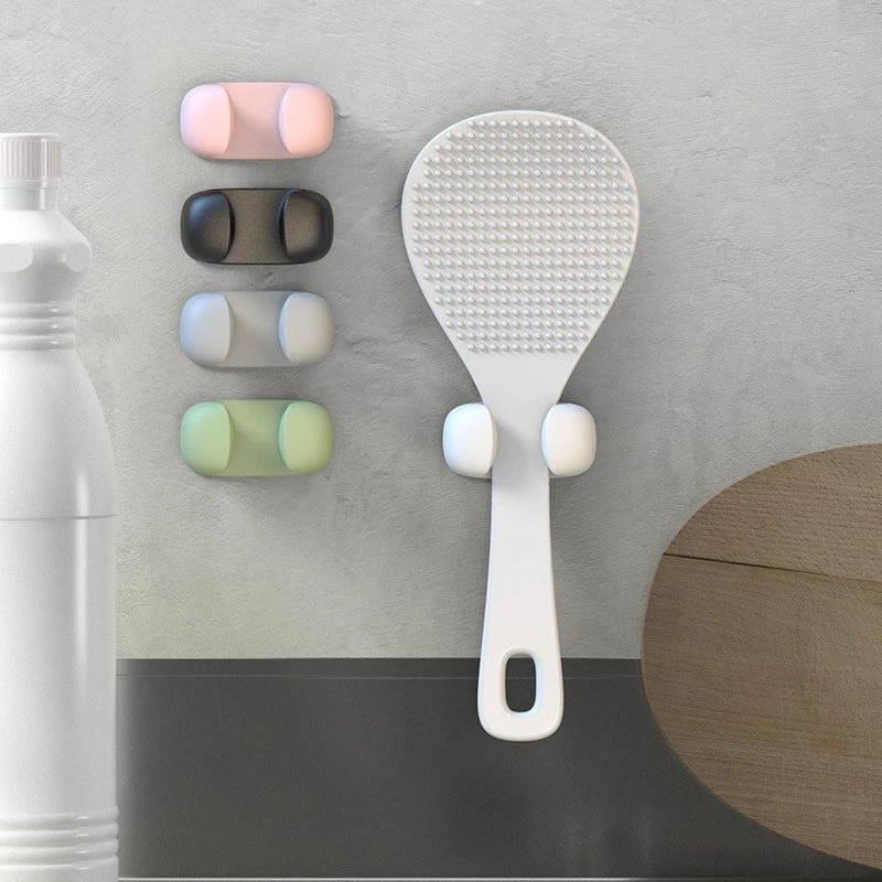 Rice Spoon Holder Silicone Storage Rack, Kitchen Wall-Mounted Cooker Spoon Shelf, Placement Rack Kitchen Organizers Accessories