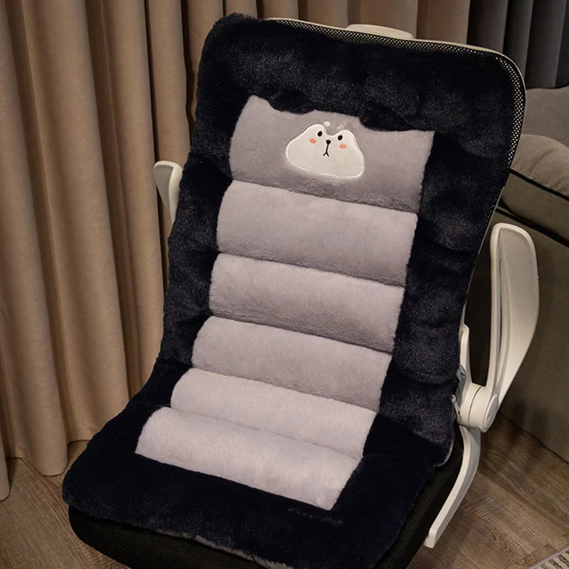Cartoon Animal Chair Plush Back Cushion Multi-Functional Seat Pad for Lumbar Support Autumn Winter Warm Cushion for Sitting