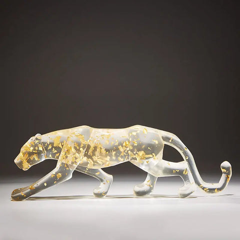 Modern Fortune Transparent Money Leopard Resin Ornaments Office Table Sculpture Crafts Home Livingroom Desk Figurines Decoration