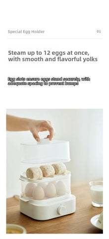 6 Egg Cooker Electric Fast Boiling Egg Maker Energy Saving Office Lunch Egg Steamer BPA-Free Plastic Compact For Kitchen/Dorm