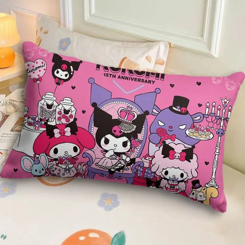 Sanrio Kuromi Pillowcase Cute Cartoon Kids Student Room Sleeping Pillowcase Sofa Cushion Cover Home Bedroom Room Decoration
