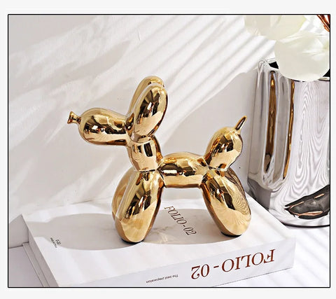 11/21CM Mini Ceramic Balloon Dog Sculpture Abstract Ornament Study Room Statue Home Office Accessories Festival Decoration ﻿