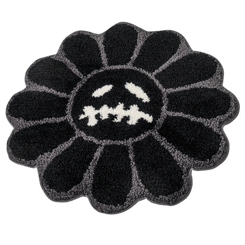 Smiling Face Tufted Rug Flower Art Rug for Bedroom Living Room Retro Rainbow Fluffy Bathroom Smile Rug Nonslip Mat Home Decor