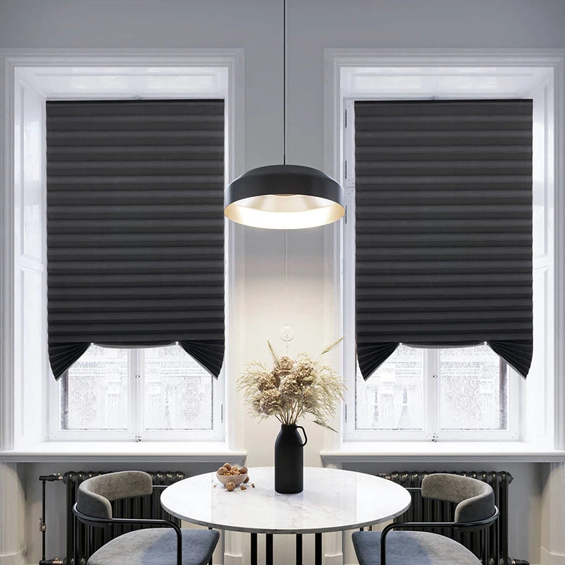 Simple Adhesive Window Shades Non-woven Fabric Pleated Zebra Blinds Roller Room Blackout Curtain For Bedroom Living Room Balcony