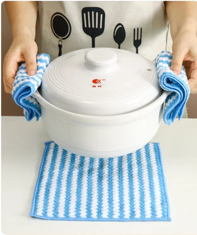 5Pcs Fleece Thickened Dish Cloth Does Not Stick To Oil Clean Kitchen Household Absorbs Water Without Shedding Scouring Pad Rag