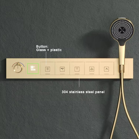 Luxury Brass Ceiling Mount Thermostatic LED digital display Shower Set System Bluetooth Music Rain Shower Head Bathroom Faucet