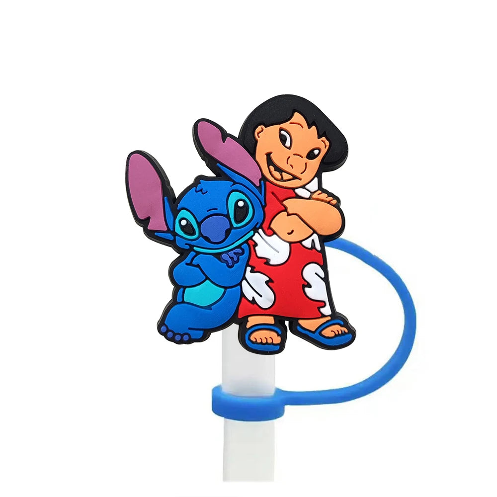 Disney Stitch Cartoon Silicone Straw Covers For Water Glass Bottle Drinking Dust Cap Straw Tip Cover Cup Accessories For 10mm