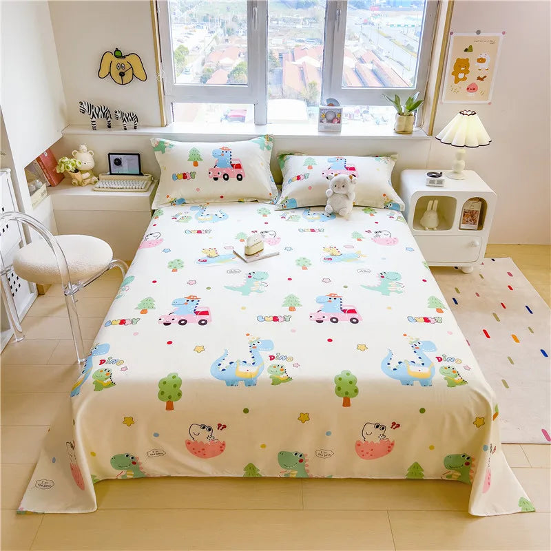 1pc Pure Cotton Bedsheet Floral Style Flat Sheet Single Sheets for Kids Adults Room Bed Linen sabana para cama (No Pillowcase)