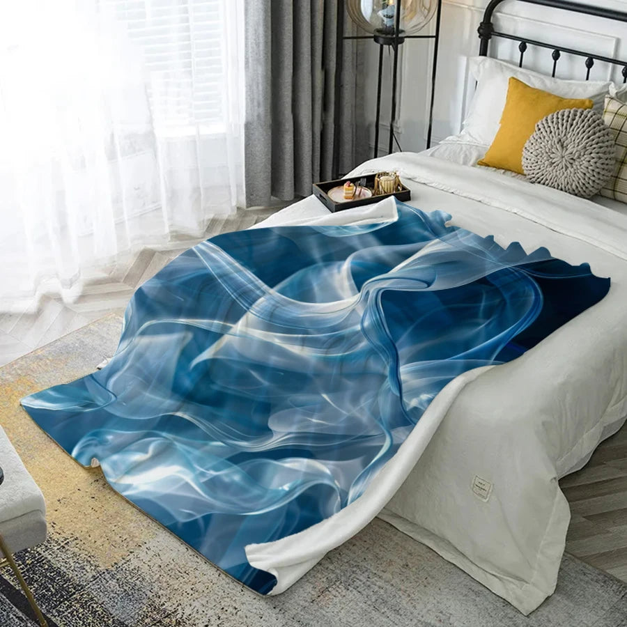Abstract Blue Blanket Microfiber Flannel Cover Blanket Bedroom Living Room Sofa Soft And Comfortable Home Decoration