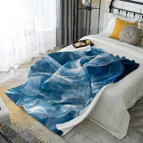 Abstract Blue Blanket Microfiber Flannel Cover Blanket Bedroom Living Room Sofa Soft And Comfortable Home Decoration
