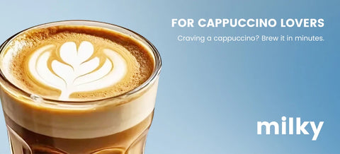 Mcilpoog WS817 -7"colorfAutomatic Espresso Machine with Milk Frother,  21 Flavors for Home & Office