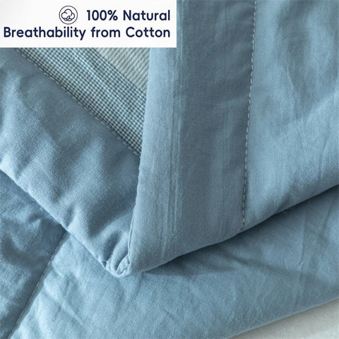 Ins Style Summer Quilt with 100% Cotton Filling Lightweight Skin-friendly Pure Cotton Quilt Plaid Style Thin Comforter Bed Duvet
