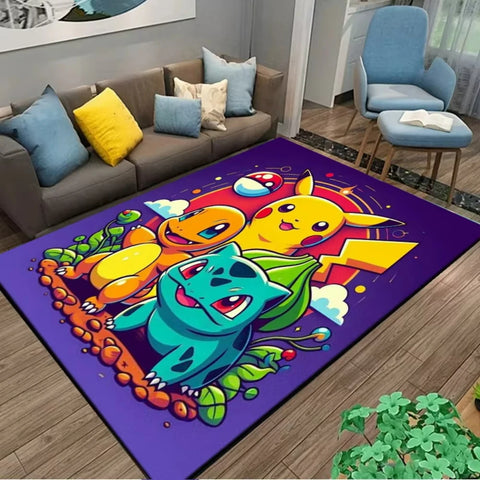 MINISO PIkachu Pokemon Anime Themed Carpet for Living Room Bedroom Kid's Room NonSlip Playmat Balcony Lounge Sofa Rug Gift Idel
