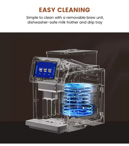 Mcilpoog WS817 -7"colorfAutomatic Espresso Machine with Milk Frother,  21 Flavors for Home & Office