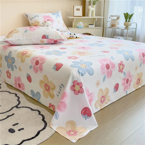 1pc Pure Cotton Bedsheet Floral Style Flat Sheet Single Sheets for Kids Adults Room Bed Linen sabana para cama (No Pillowcase)