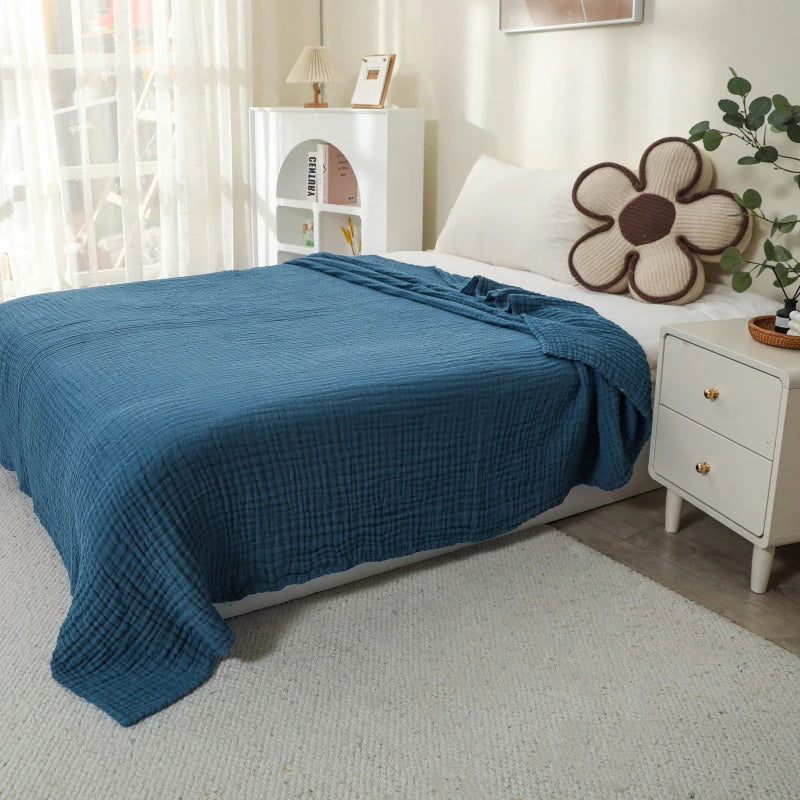 Battilo 100% Cotton Muslin Throw Blanket for Sofa 6 Layer Breathable Lightweight Boho Throws for Couch Bed Large Summer Blankets