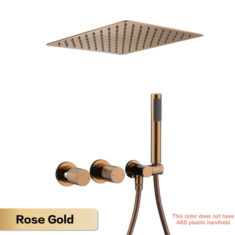 AITANA Minimalist Gun Grey Brass Ceiling Shower System Hidden Embedded Dual Handle Cold and Hot Water 2-Function Bathroom Mixer