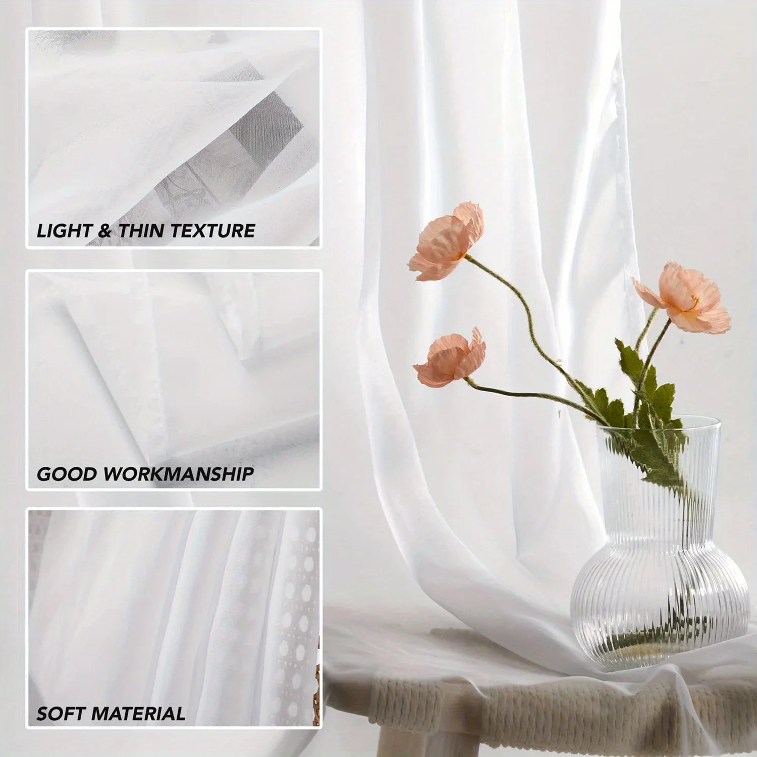 White Tulle Chiffon Sheer Curtains for Living Room Window Balcony Luxury Yarn High Quality Custom Size Drapes Bedroom Decor