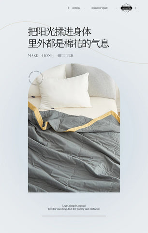 Summer Blanket 100% Cotton Inside and Outside Pure Cotton Air Conditioning Quilt Soft Skin-friendly Breathable Thin Duvet Summer