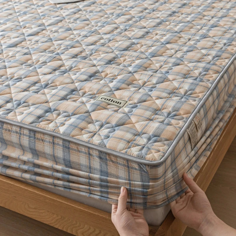 A-Class Hypoallergenic Washed Cotton Quilted Mattress Cover - Soft, Antibacterial, Cozy for a Restful Night's Sleep