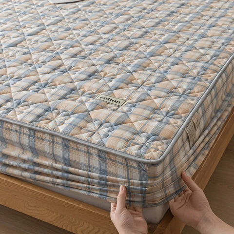 A-Class Hypoallergenic Washed Cotton Quilted Mattress Cover - Soft, Antibacterial, Cozy for a Restful Night's Sleep