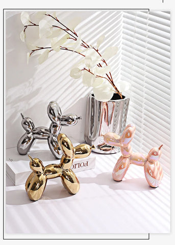 11/21CM Mini Ceramic Balloon Dog Sculpture Abstract Ornament Study Room Statue Home Office Accessories Festival Decoration ﻿