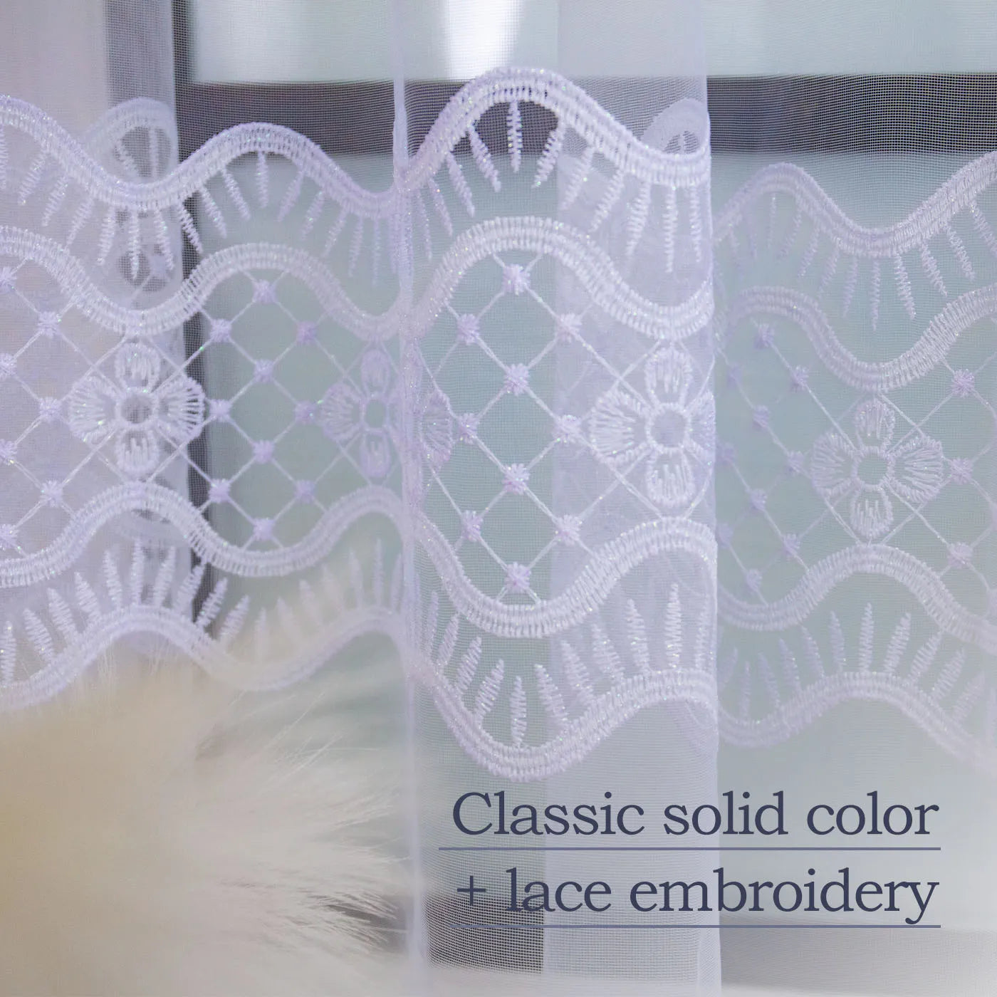 FLYING Romantic Style Embroidered Sheer Curtain Semi-Transparent Window Drapes for Living Room Multiple Sizes Available 1pc